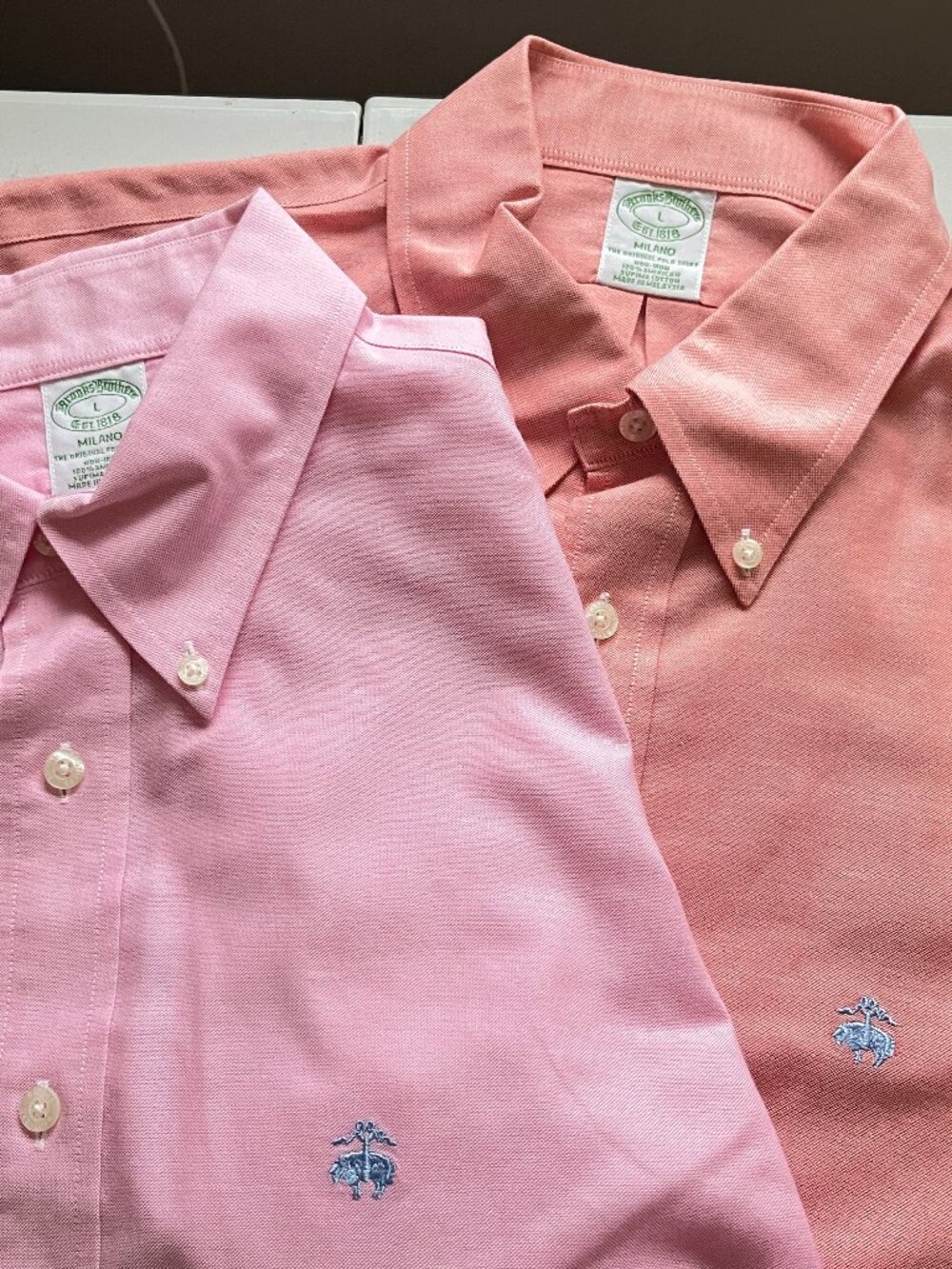 👔 Brooks Brothers Men's 2-Pack Non-Iron Milano Fit Shirts Large L ⭐ Lot